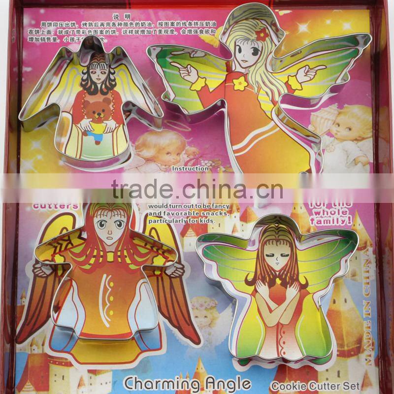 Metal christmas cookie cutters angel cookie cutter embossed,tool shaped cookie cutters