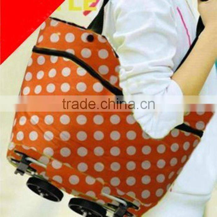 eco recycle bag shopping trolley wheel bag with zipper