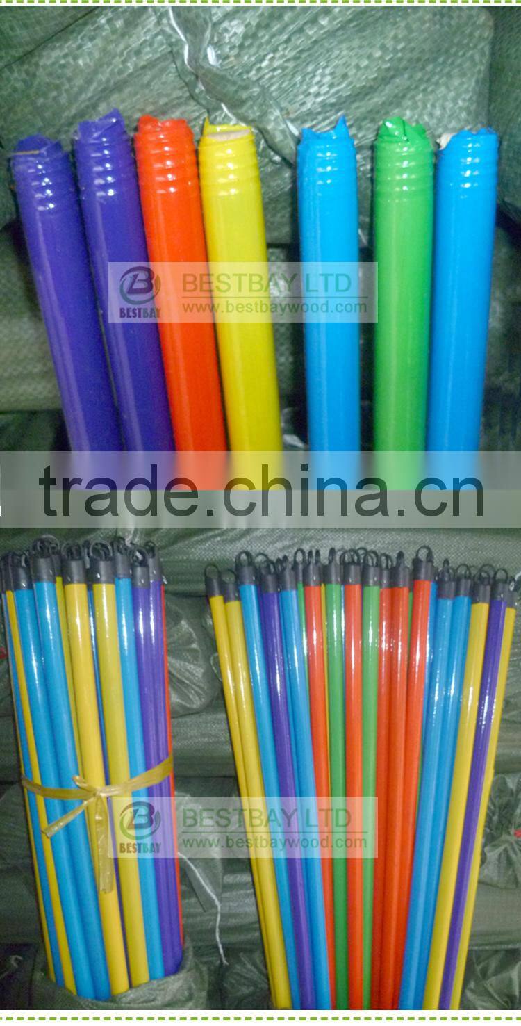 Monthly hot sale 20 containers Single color PVC coated wooden broom handle/mop sticks