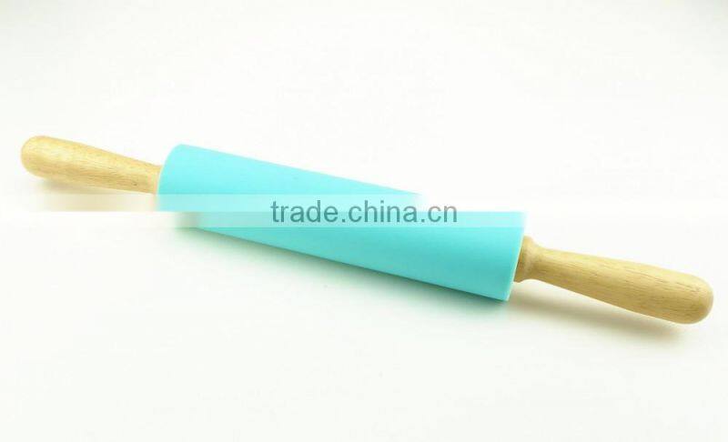 16161 Rolling Pin Non-Stick Silicone Surface Rolling Pin Wooden Rolling Pin Handl