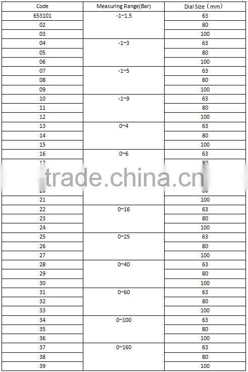Stainless Steel Bottom Connection Oil Pressure Gauge