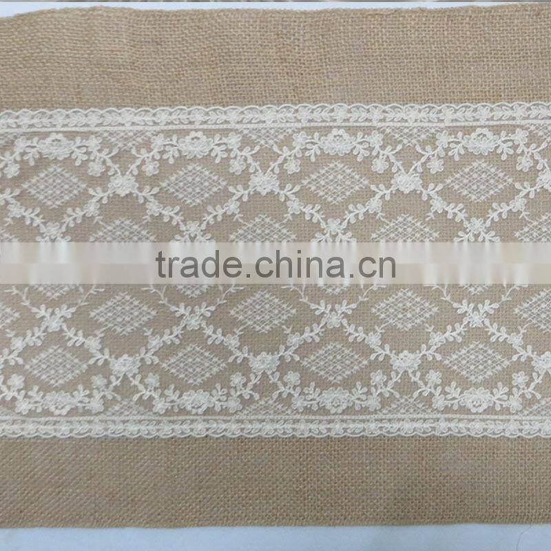 Burlap and lace table runner Hessian Table Runner for rustic wedding decoration