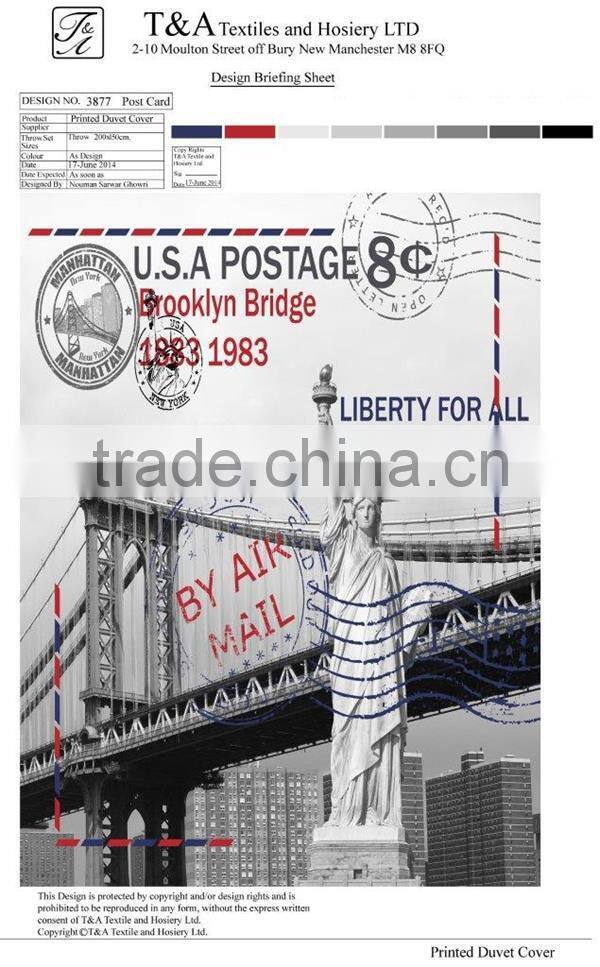 Popart design fleece blanket Post card statue of liberty throw blanket