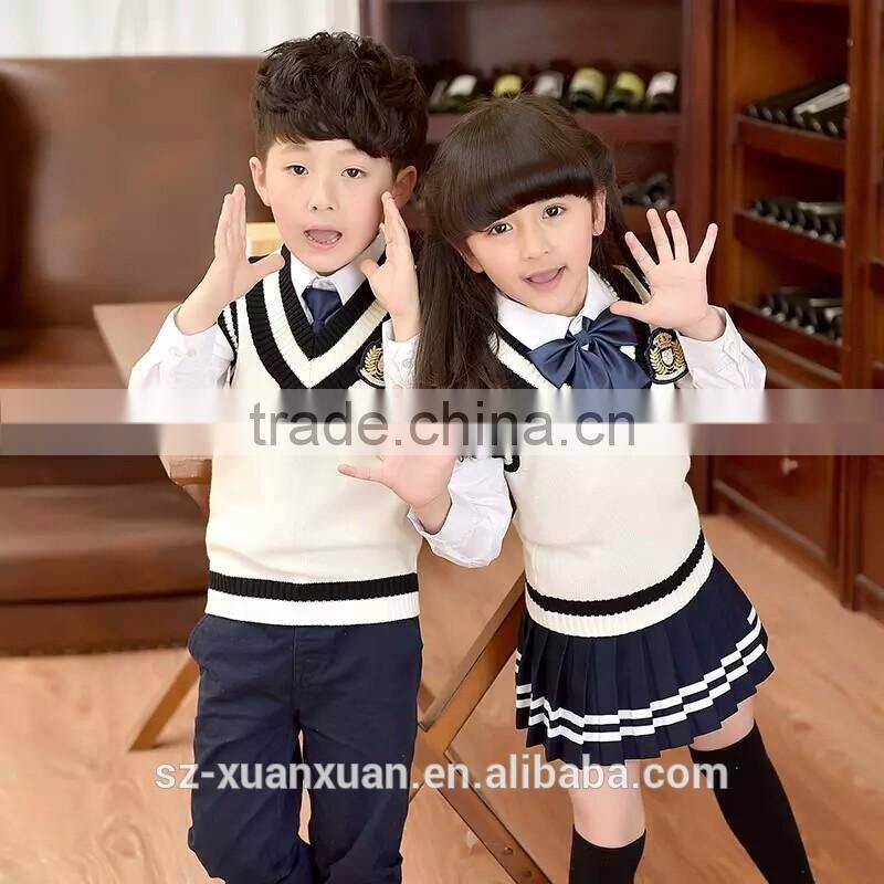 Custom European style high quality primary school uniform for girls and boys