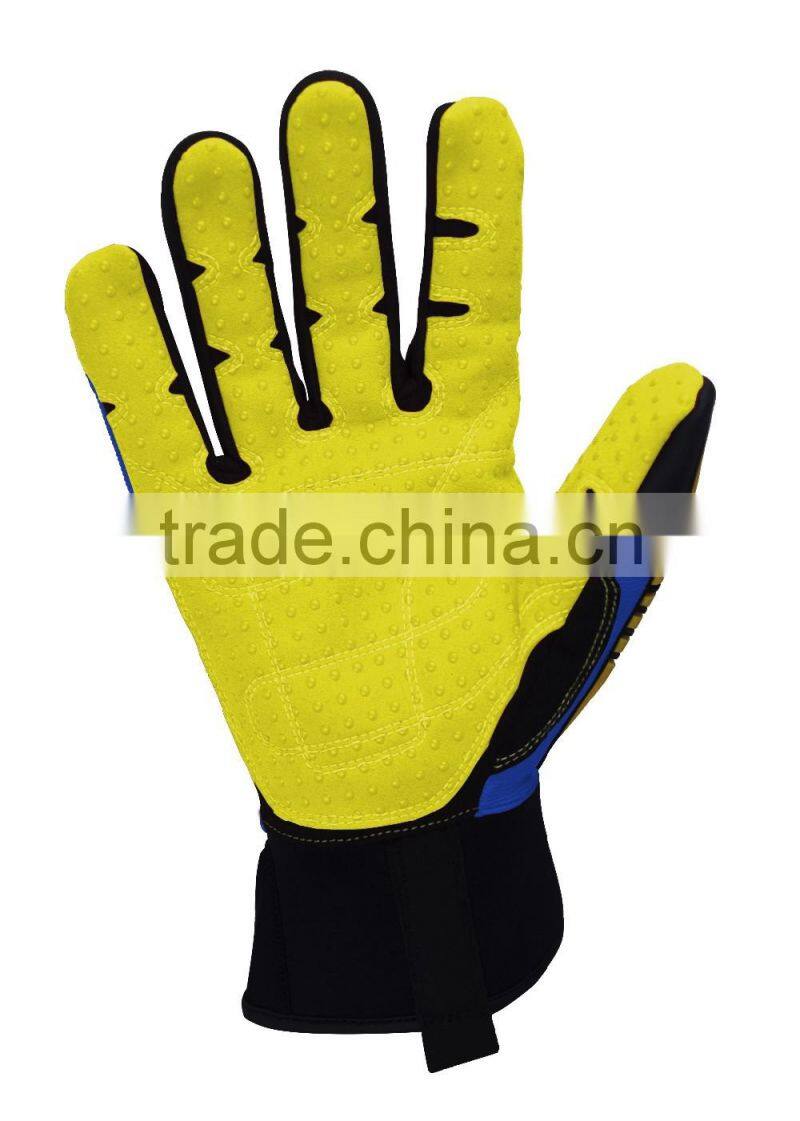 EN388 4242 winter cold weather breathable PVC dots Anti Slip Hipora insert oil and gas high impact safety gloves