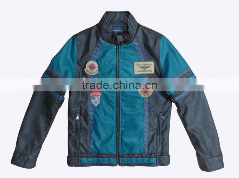 Fashion sport style winter leather varisty jacket for men