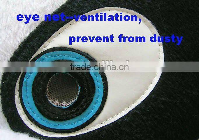 sheep with blue aprons mascot costume