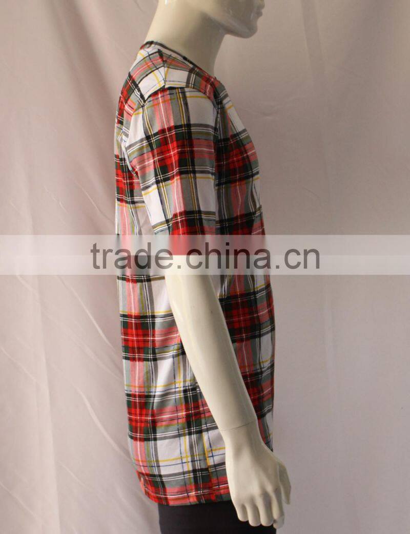cotton all over printed tartan t shirts men