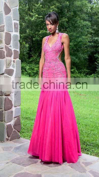 patterns of lace tulle beading backless evening gown dress