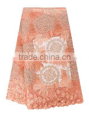 New design hot selling French Net Lace fancy beautiful embroidered dress french lace with stones FL0243