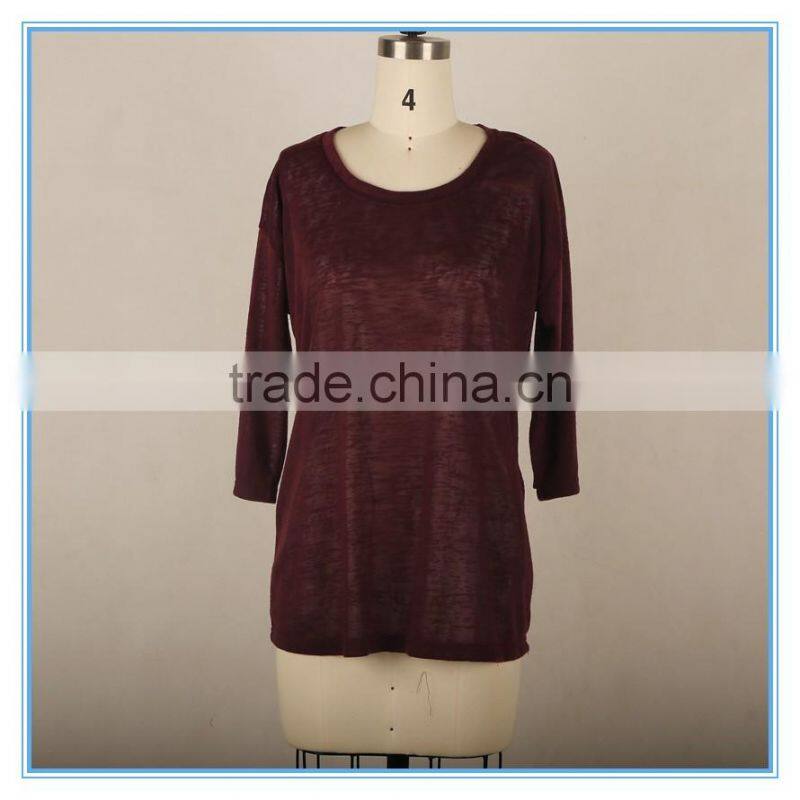 Ladies Sexy Fashion Blouse Back Lace Design Long Sleeve Korean Blouse