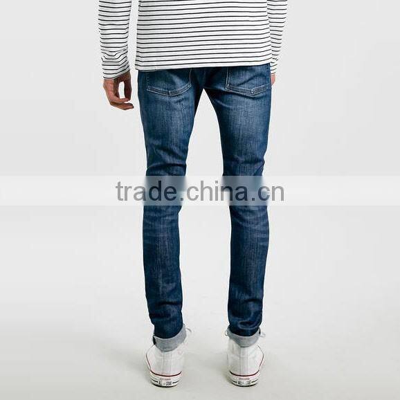 blue washed plain slim fit skinny jeans men factory manufacturers