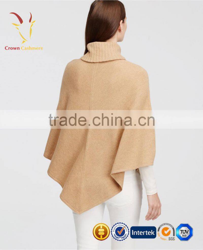 Turtleneck Cashmere Poncho 100% Cashmere Poncho Pullover Wrap