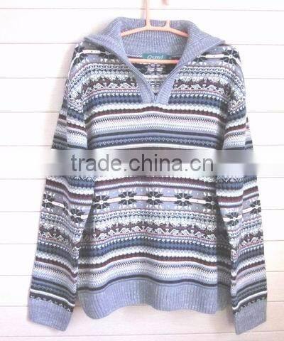 2016 New Design 100% Wool Shrug Men's Intarsia Heavy Winter Sweaters