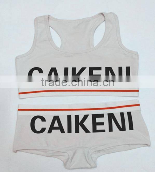 Custom Your Own Brand Logo Design Elastic Band Bra Bikini Lady Briefs Women 95%Cotton 5%Spandex Bralette Sport Crop Tank Top