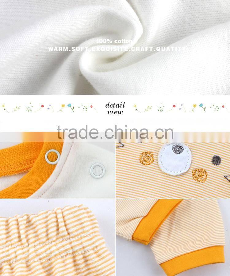 2017 new design Warm cartoon Embroidery baby long sleeves pajamas made from baby clothes factory