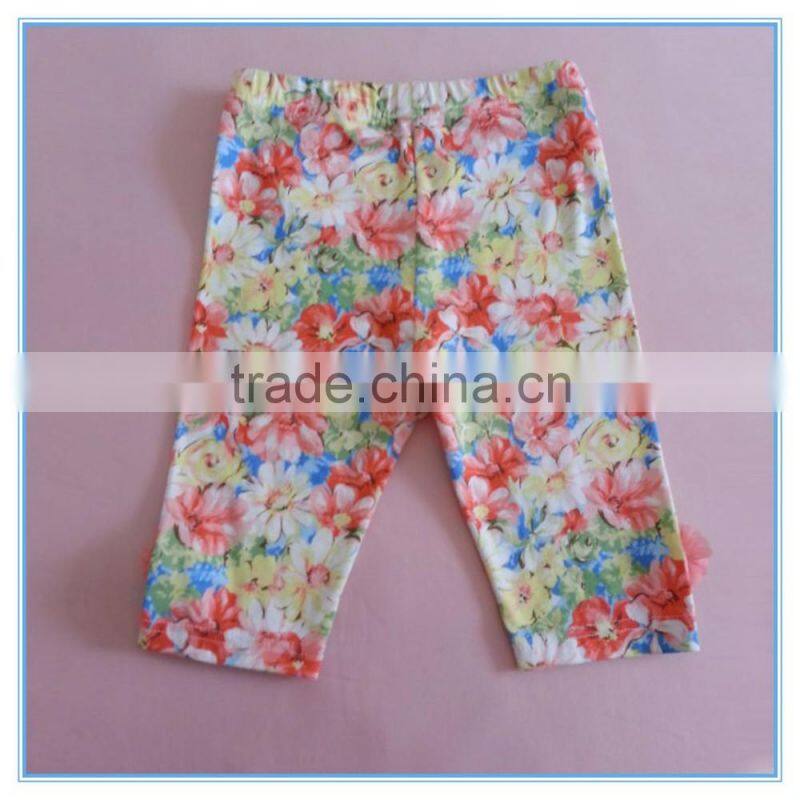 Wholesale custom super comfortable cotton fabric girl's floral leggings Stretch colorful pants trousers