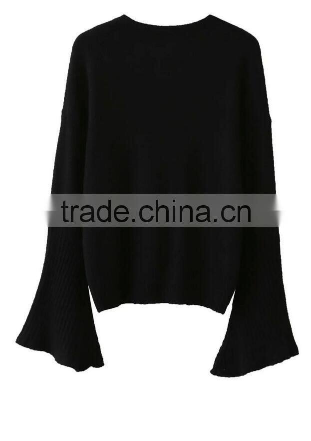 EY0876S Hot Sale 2016 Women Flare Sleeve Knit Pullover Sweaters