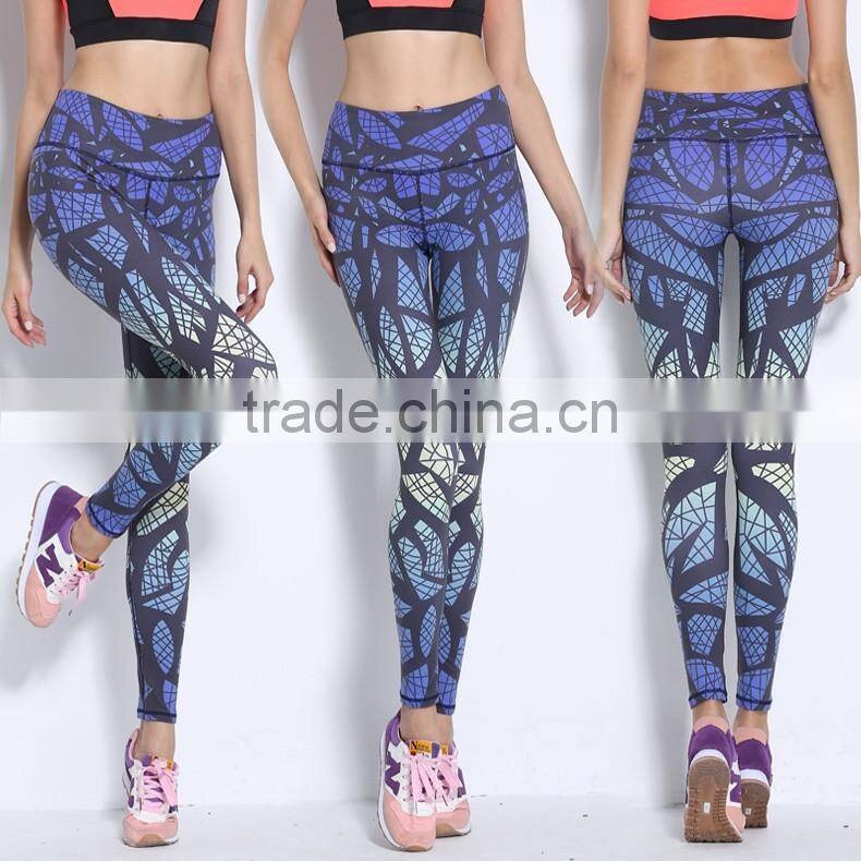 Womens sublimation printing fitness yoga wear pants