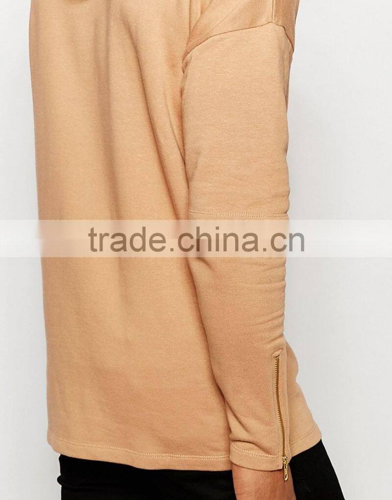 Longline Oversized Hoodie With Double Layer Sleeves & Zips