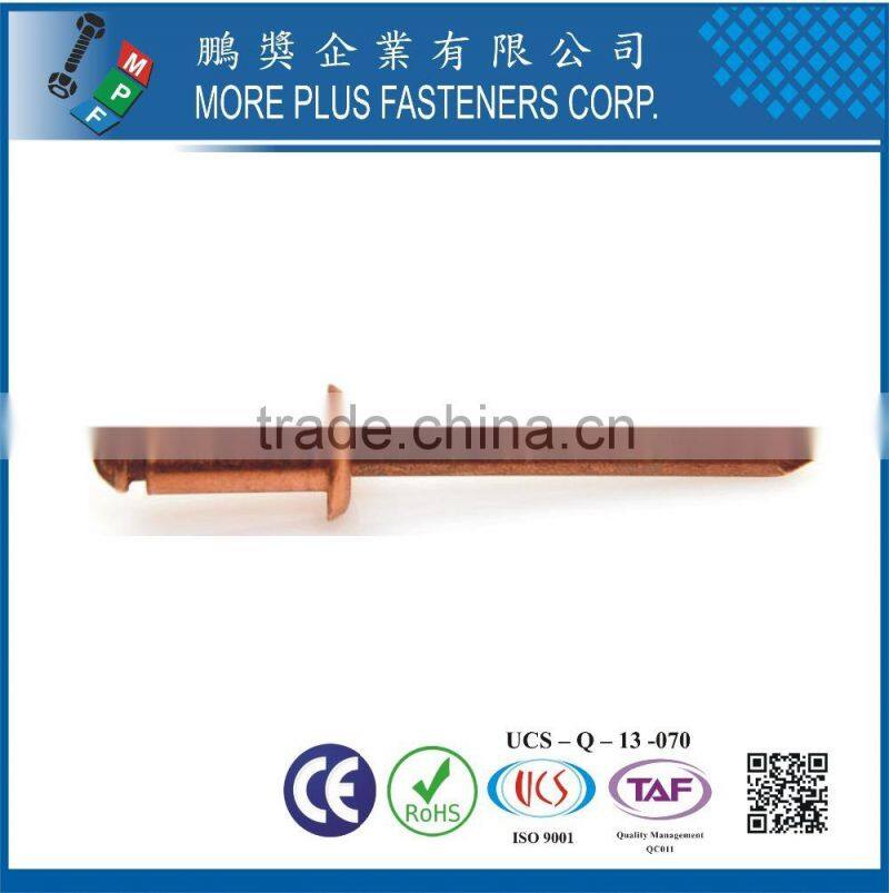 Made in Taiwan Steel Stainless Steel Copper Color Pop Special DIN 7337 Blind Flat Head Rivet