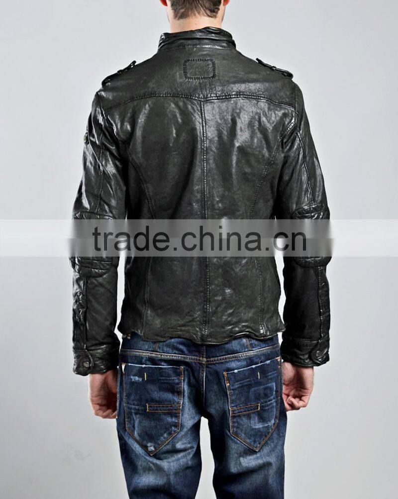 HIGH QUALITY SLIM FIT MEN WASHLOOK LEATHER JACKET