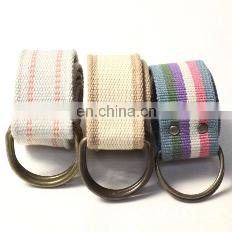 2015 Fashionable Double Circle Buckle D Ring Canvas Belt