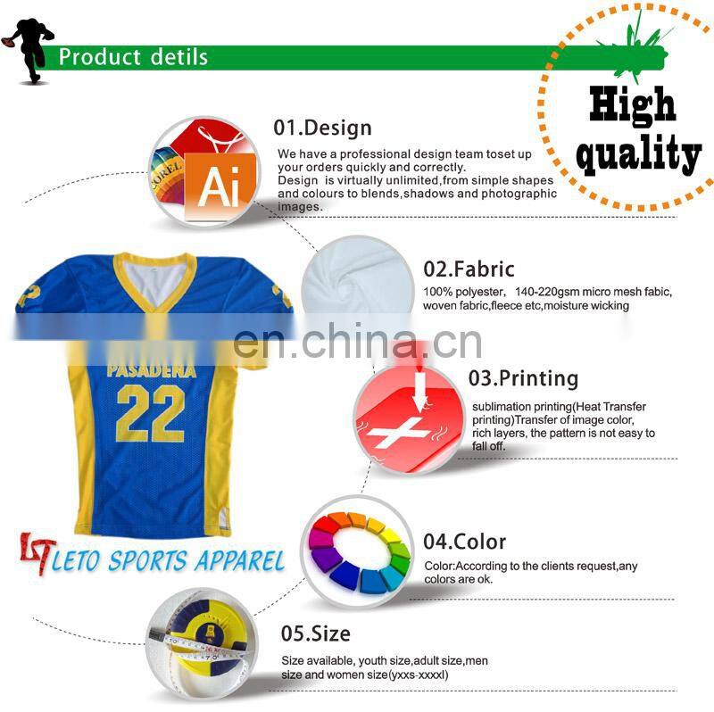 Wholesale customized design sublimation team american football jerseys/uniform