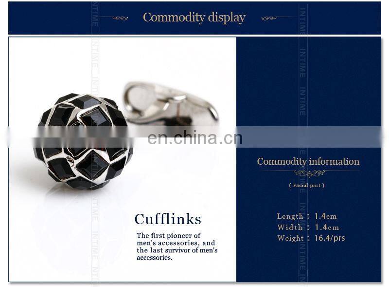 Black Plated Ball Gem Stone Cufflinks