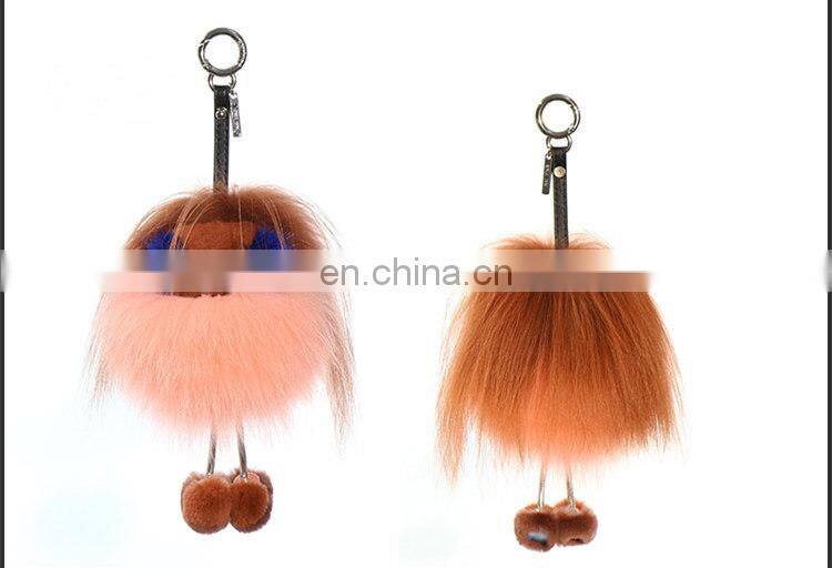 Luxury Colorful Fox Fur Animal Accessory / Fox Fur Bag Charm Key Chain