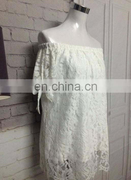 2017 summer lace flower shirt one shoulder shirt cute short slevee shirt for ladies