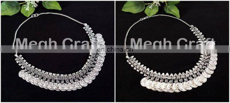 Vintage Gypcy Style Oxidized Pendant Set- Navratri Special Banjara Necklace- Women Navratri Wear Oxidized Necklace set