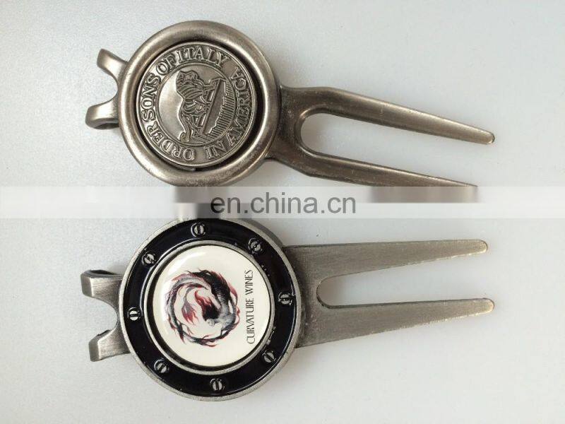 Custome zinc alloy antique silver plating divot tool divot