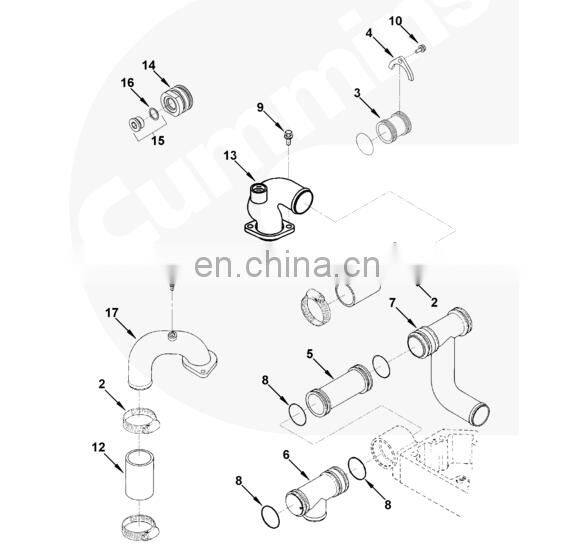 Hot sale QSB diesel engine stainless exhaust manifold 3973422
