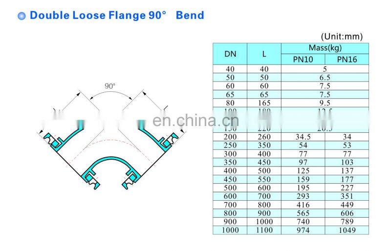 ductile iron pipe fitting double loose flange bend elbow pipe with 2 loosing flanges