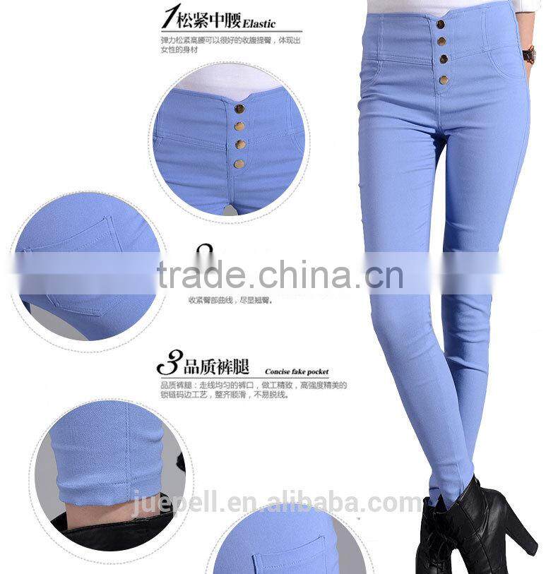 OEM plus size 2015 high waist fit slim women jeans