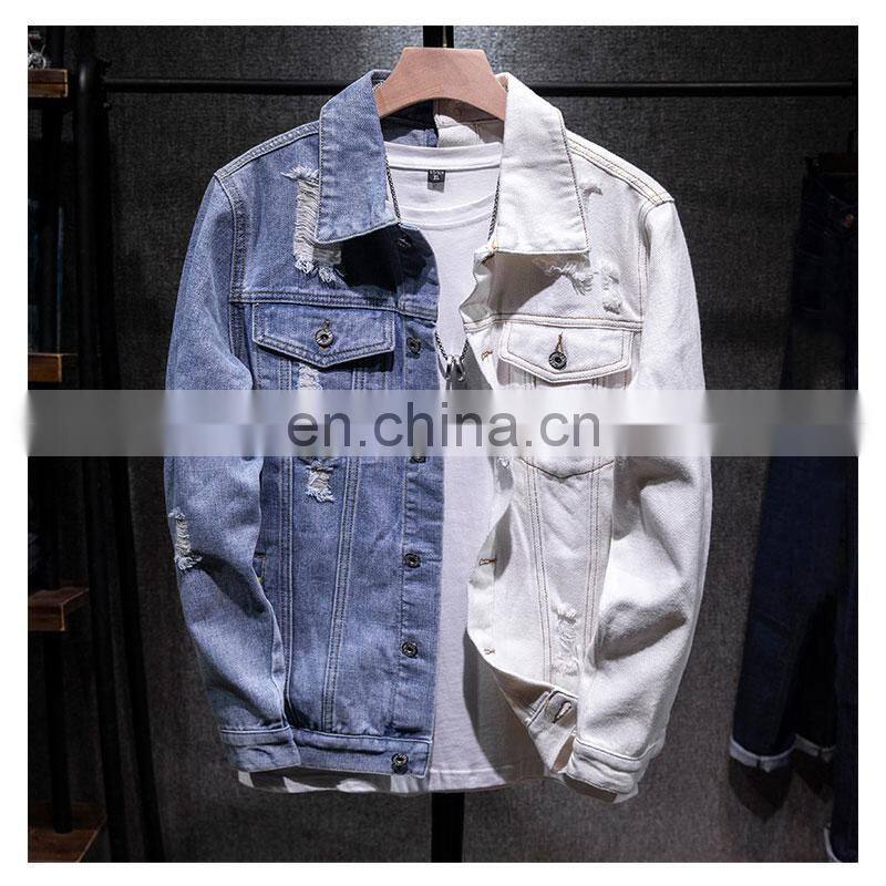 ustomized plus size men's jackets Korean style slim casual color matching male hip-hop denim jacket