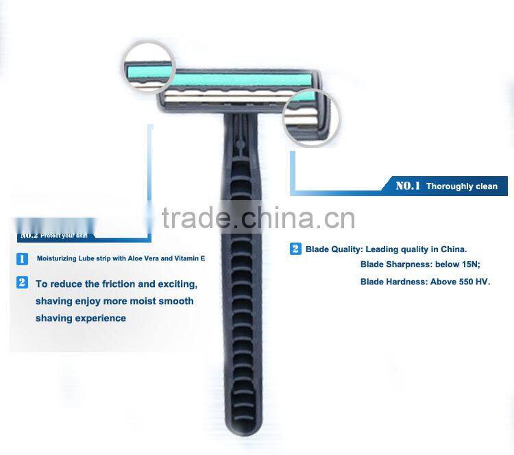 rubber handle twin blade man disposable shaving razor