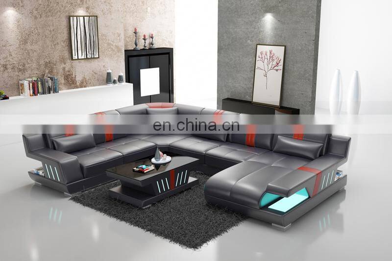 American Multi-functional living room leather sofas Sectional Sofa with LED light