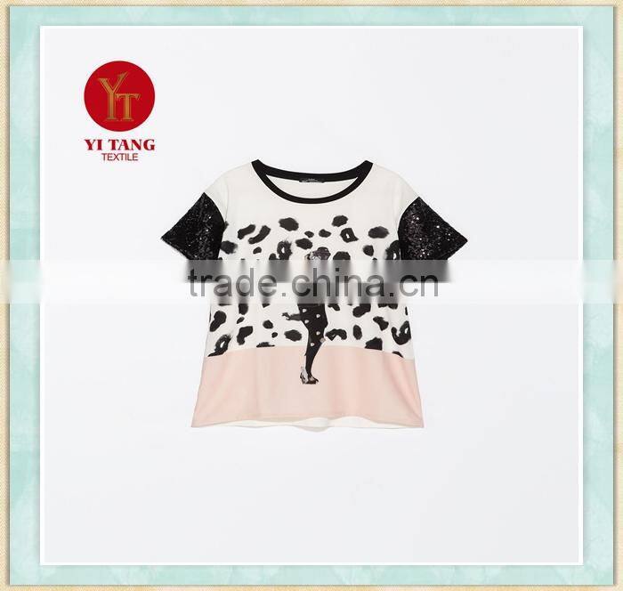 Fashion four square t shirt for women low price