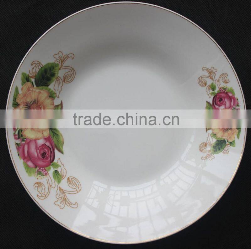 porcelain soup palte with cut edge shape supply for BANGLADESH ceramic soup palte with decal and line
