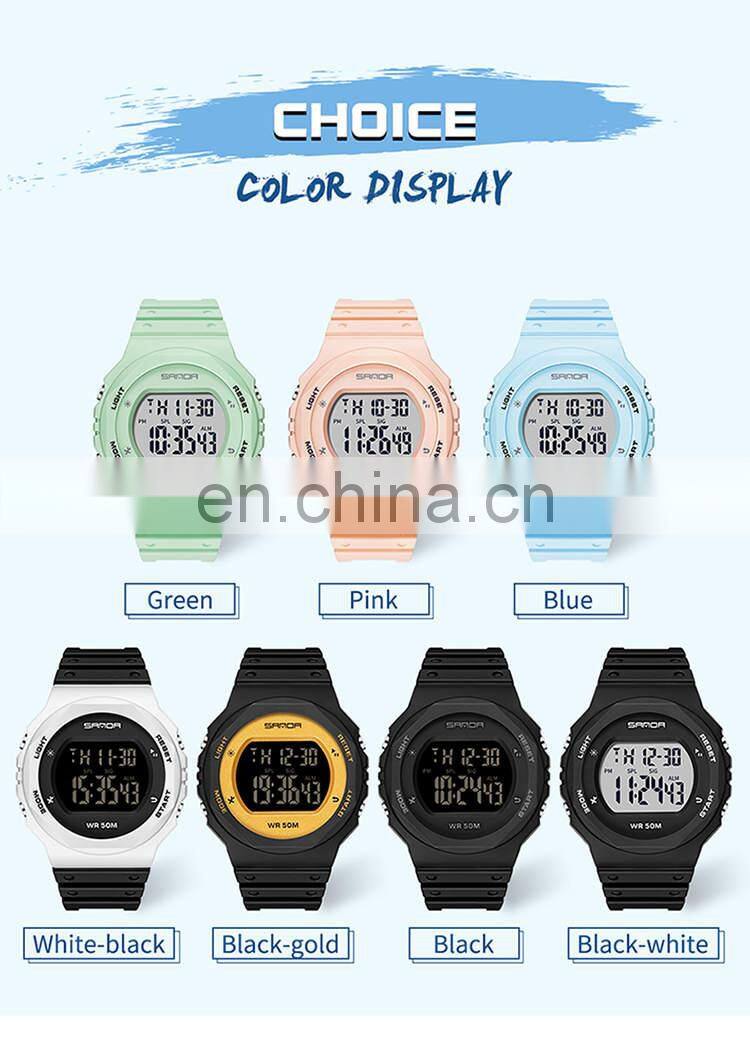 SANDA 6069 Women Watches LED Electronic Digital Waterproof Ladies Clock Female Wristwatch watch women brand