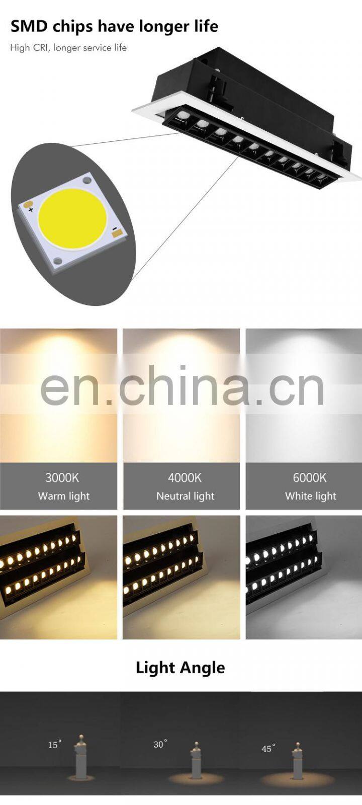 High Lumen Duo Line Indoor Office Mall 20 30 2*20 2*30 W LED Recessed Linear Down Light