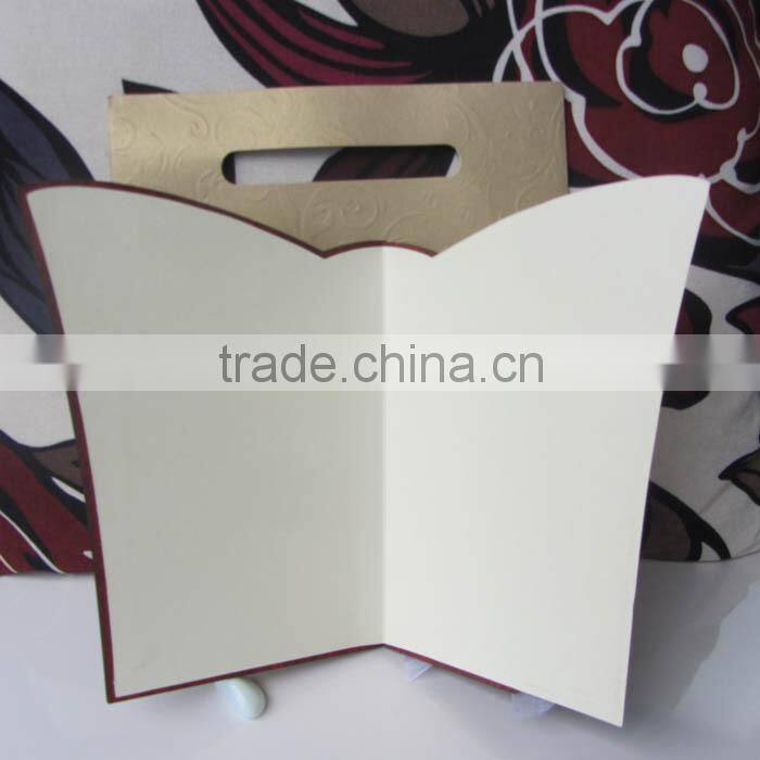 2016 Luxury laser cut greeting bowknot handbag wooden wedding invitation card