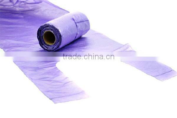 Customized high quality PE plastic garbage bags T-shirt bags on roll