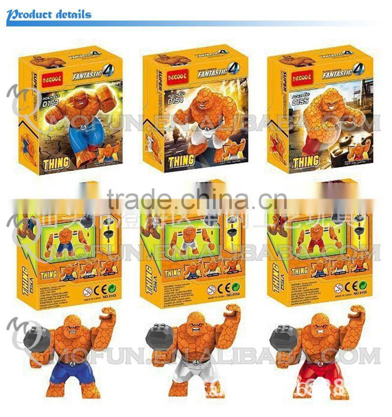 Mini Qute DECOOL 3pcs/set Marvel Avenger Fantastic Four The Thing building block action figure educational toy NO.0153-0155