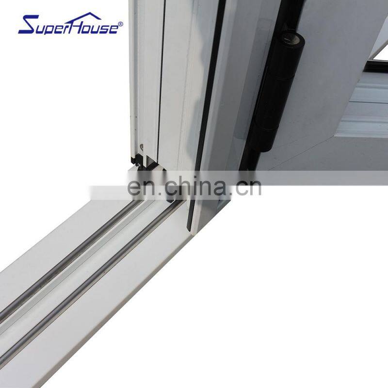 Superhouse Wood Grain Color Exterior Bi Folding Door Aluminium Glass Folding Door