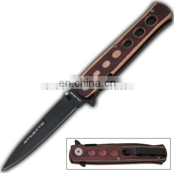 8.5 Inch Wood Handle Stainless Steel Pocket Folding Knife