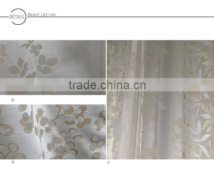 100% Polyester burn-out geometric/leaves/ branches window curtain fabric