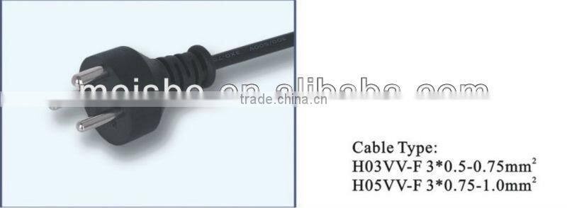 Denmark 3 pins locking plug ac power cord